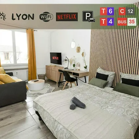 Apartment Cosy Business - Balcon Garage Ferme Lyon